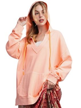 970:  EASEL NWT HOODIE NEON CORAL (H8)